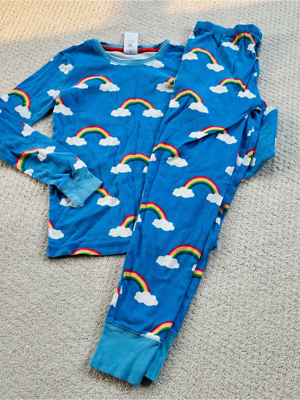 Mini boden Kids Blue Rainbow Cloud Pajama Set